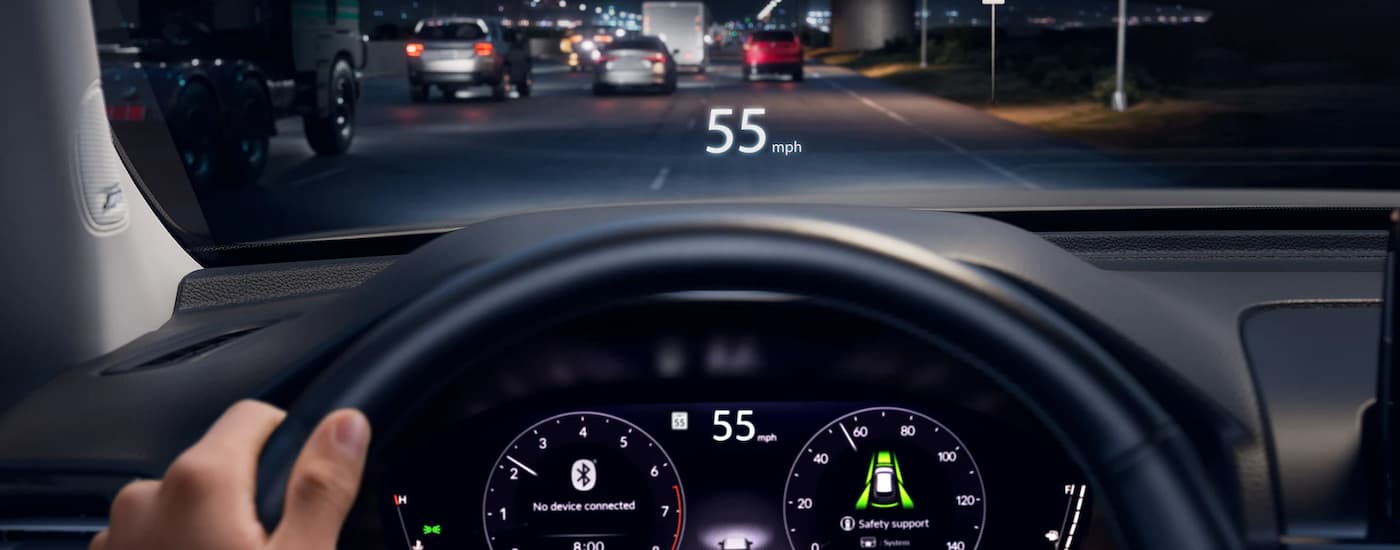 A close up of the steering wheel of a 2025 Honda Pilot.