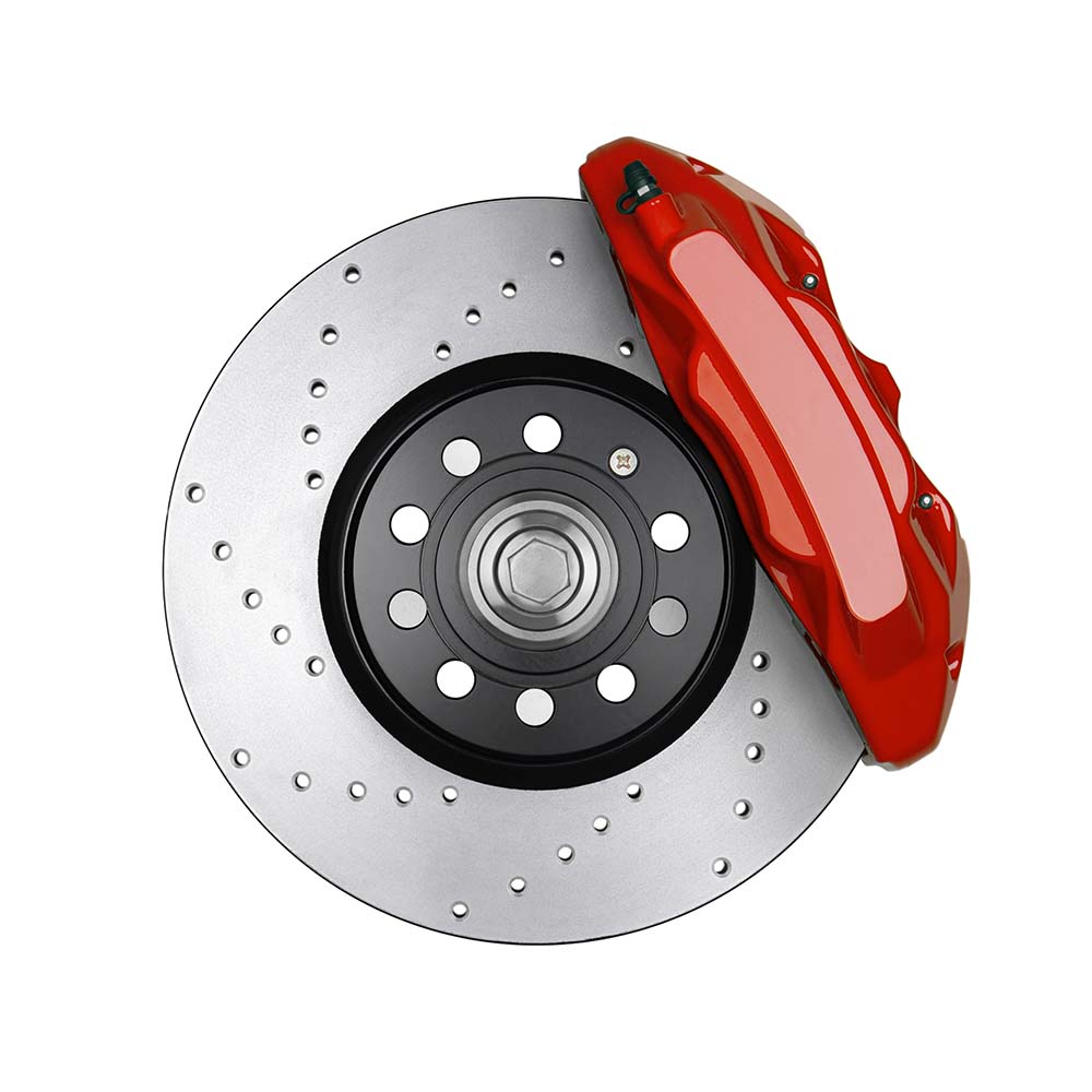 brake rotor with red caliper