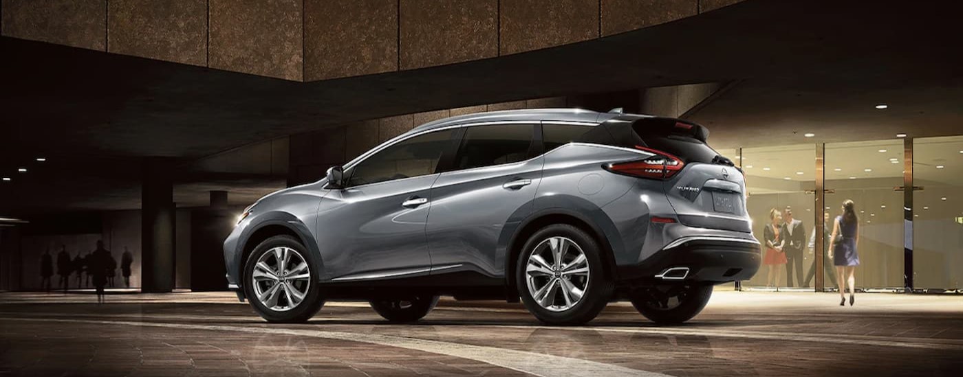A silver 2024 Nissan Murano is shown parked in a building.