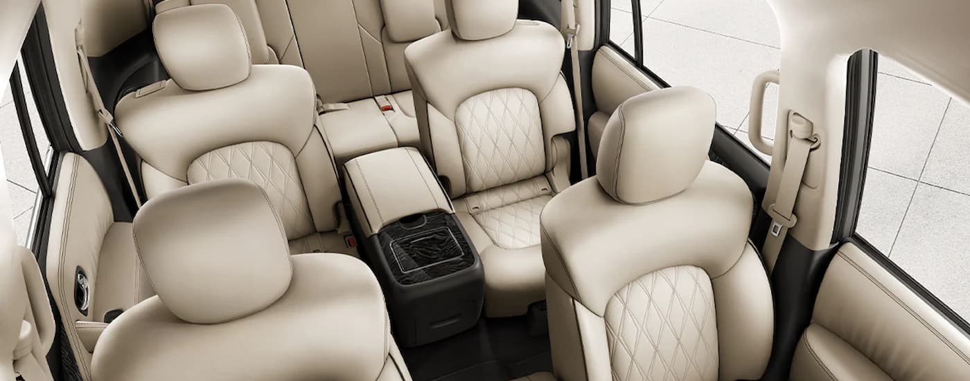 The white rear interior in a 2024 Nissan Armada Platinum is shown.
