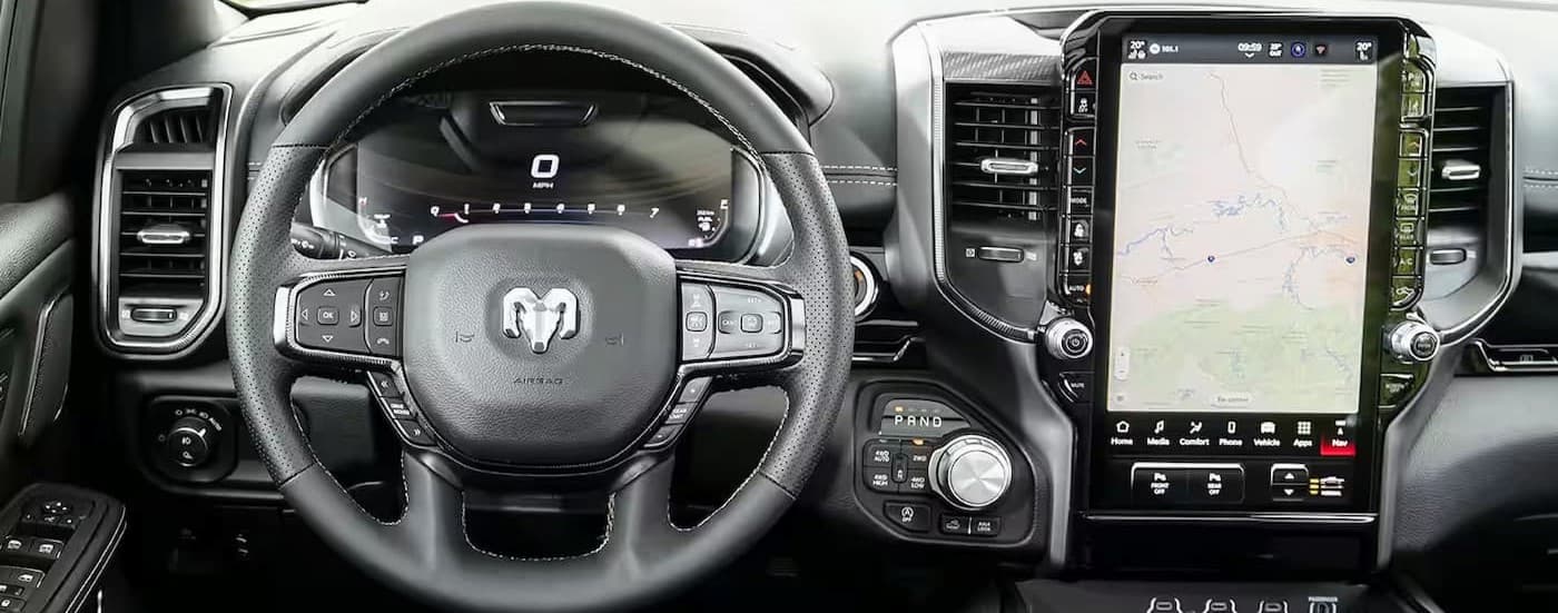 The black dash in a 2025 Ram 1500.