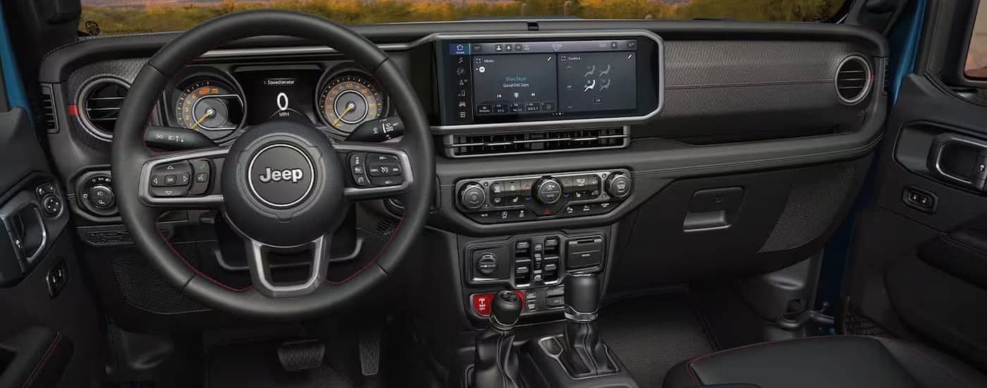 The black dash in a 2024 Jeep Gladiator.