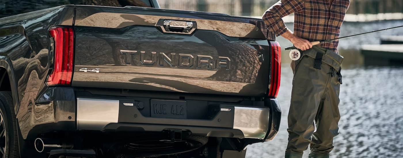 Close-up of the tailgate on a brown 2022 Toyota Tundra.
