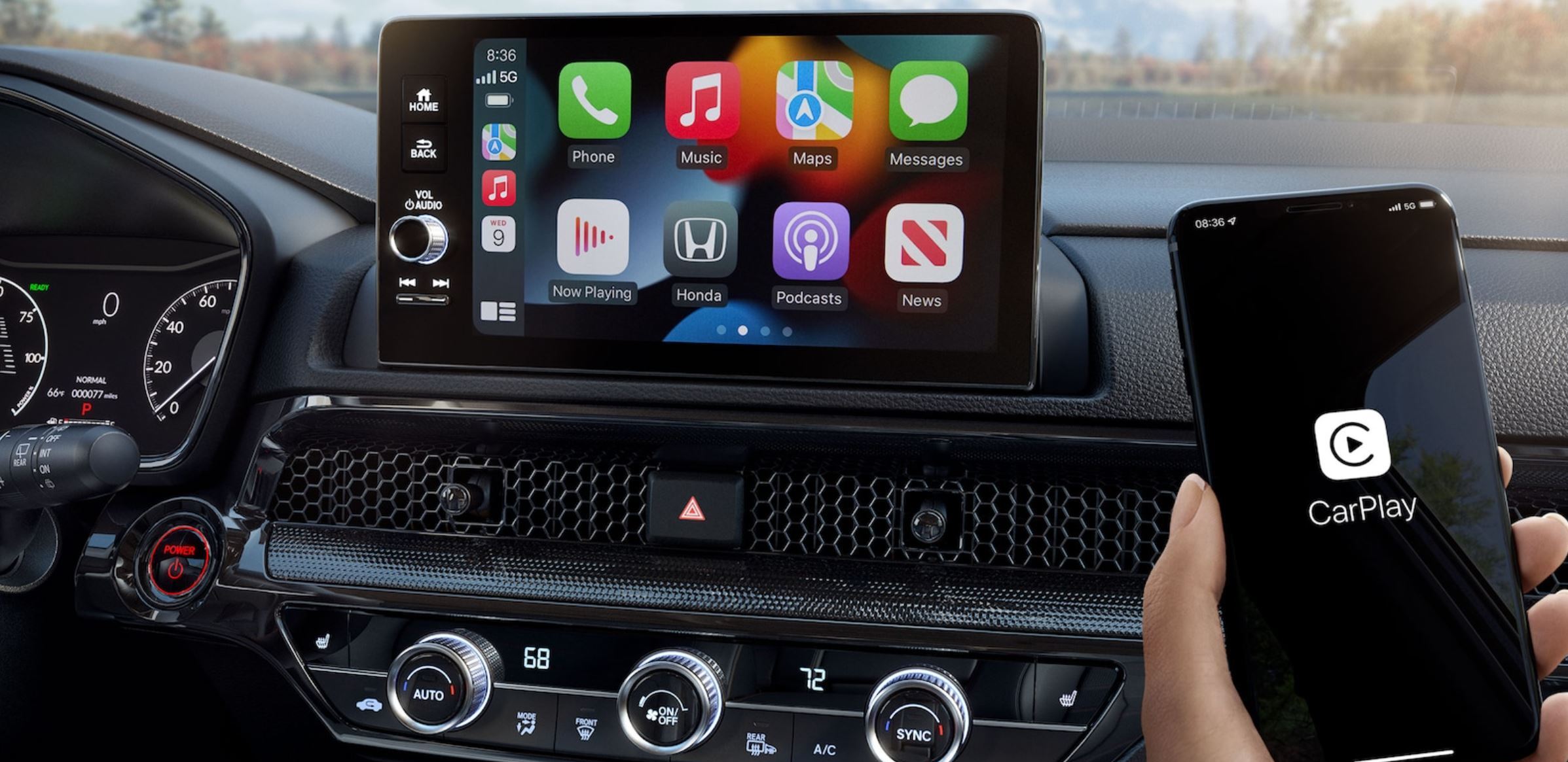 En el CR-V Hybrid puedes conectar -sin cables- tu teléfono a la pantalla táctil de nueve pulgadas.