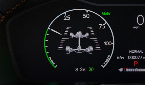 Un medidor de energía en el  panel de instrumentos digital de siete pulgadas facilita el control de la salida de potencia de la batería híbrida y de su carga mientras conduces.