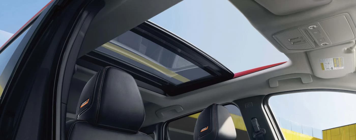 A close up of the sunroof in a 2025 Nissan Kicks.