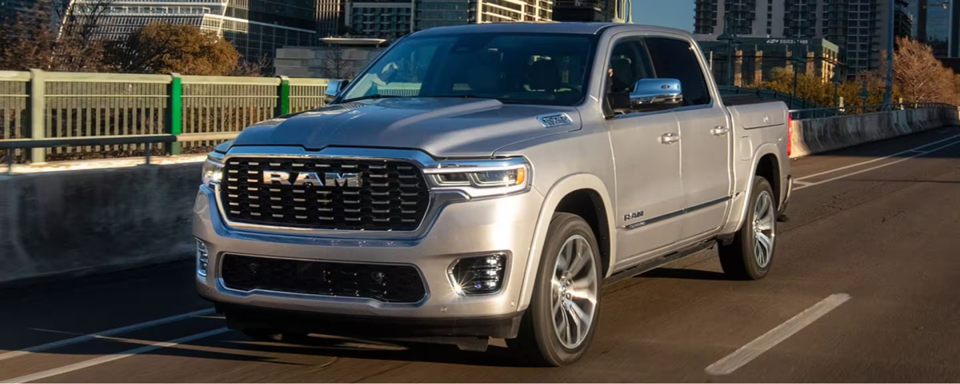 Silver Ram Pickup Truck on the highway