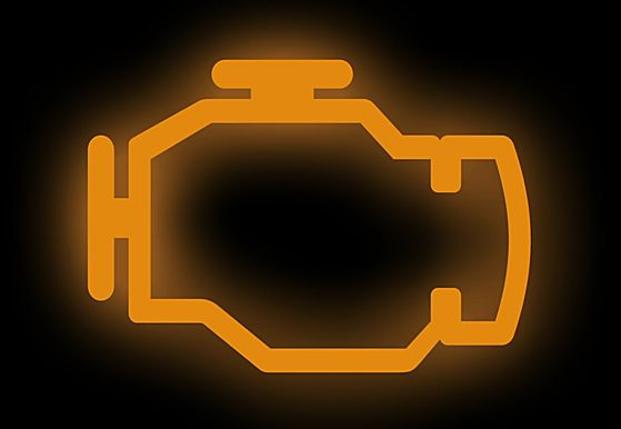 Subaru check engine light glowing in orange