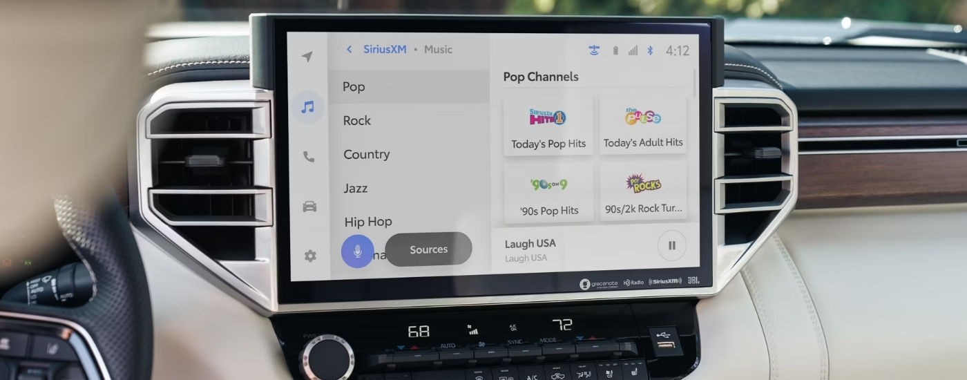 Close-up of the infotainment screen in a 2024 Toyota Tundra for sale near me.