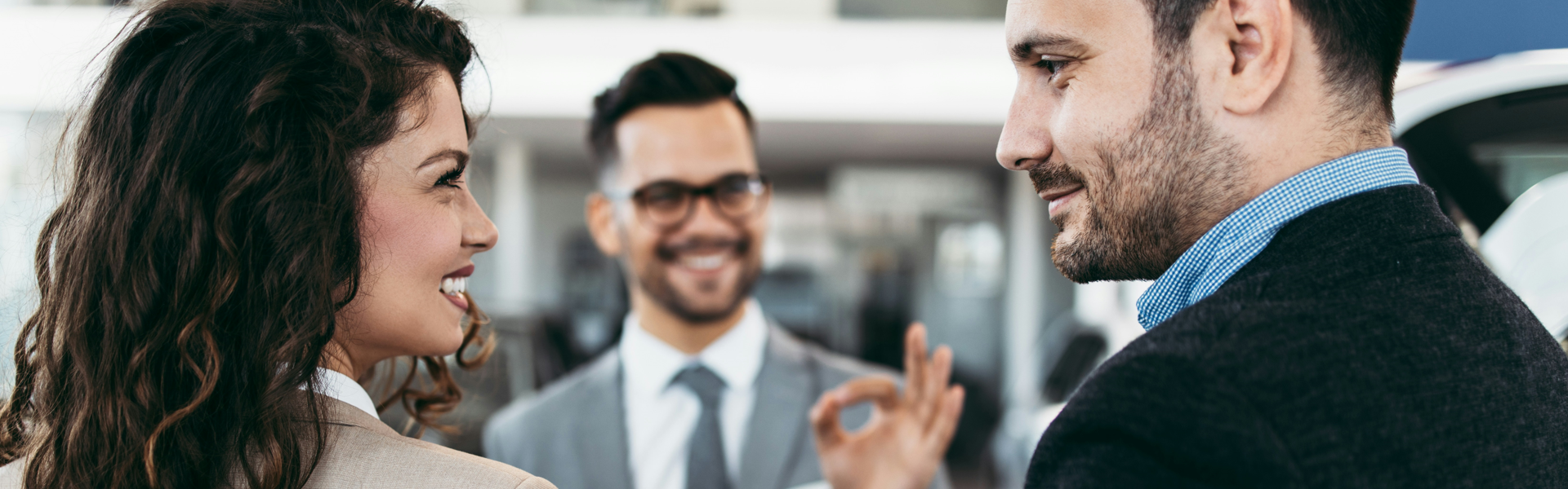 Financing expert greeting customer