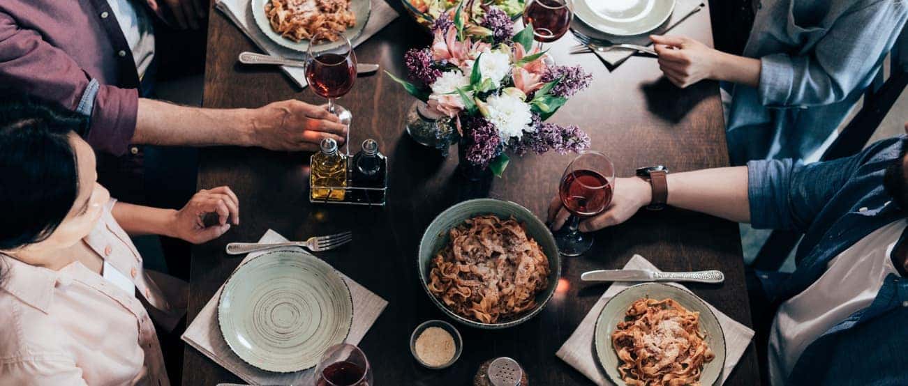 friends eating dinner