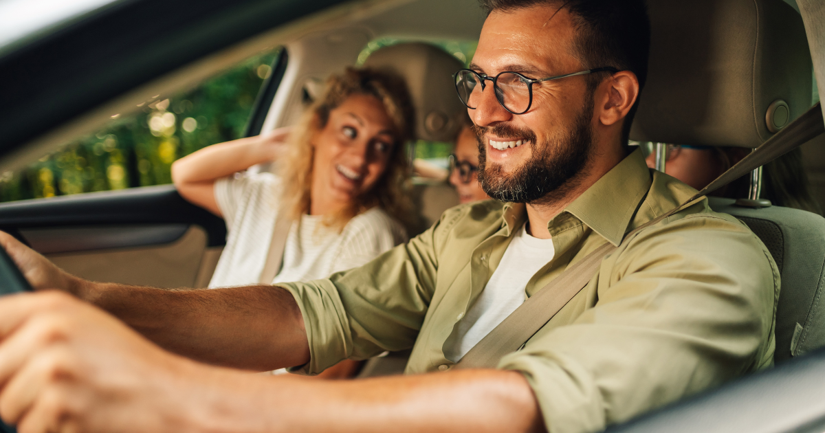 Young family taking a ride in their safe Honda vehicle