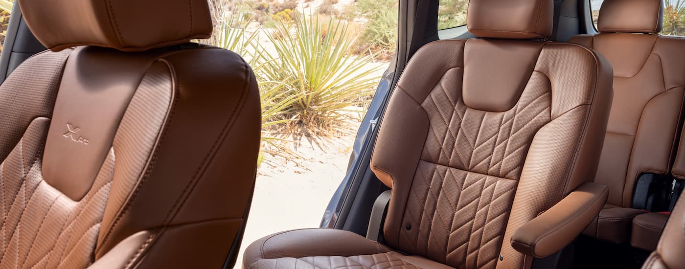 The tan seats in a 2025 Kia Telluride X-Pro for sale.