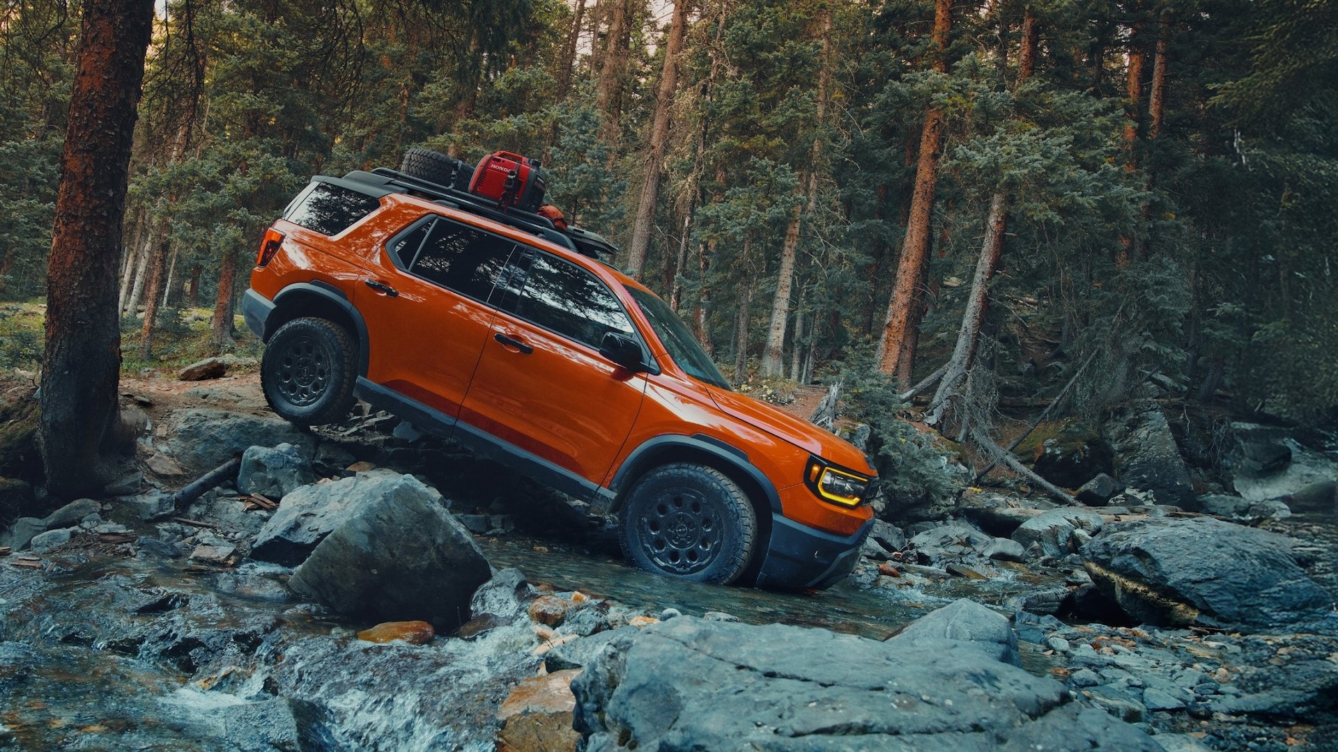 2026 Honda passport driving through a rocky creek