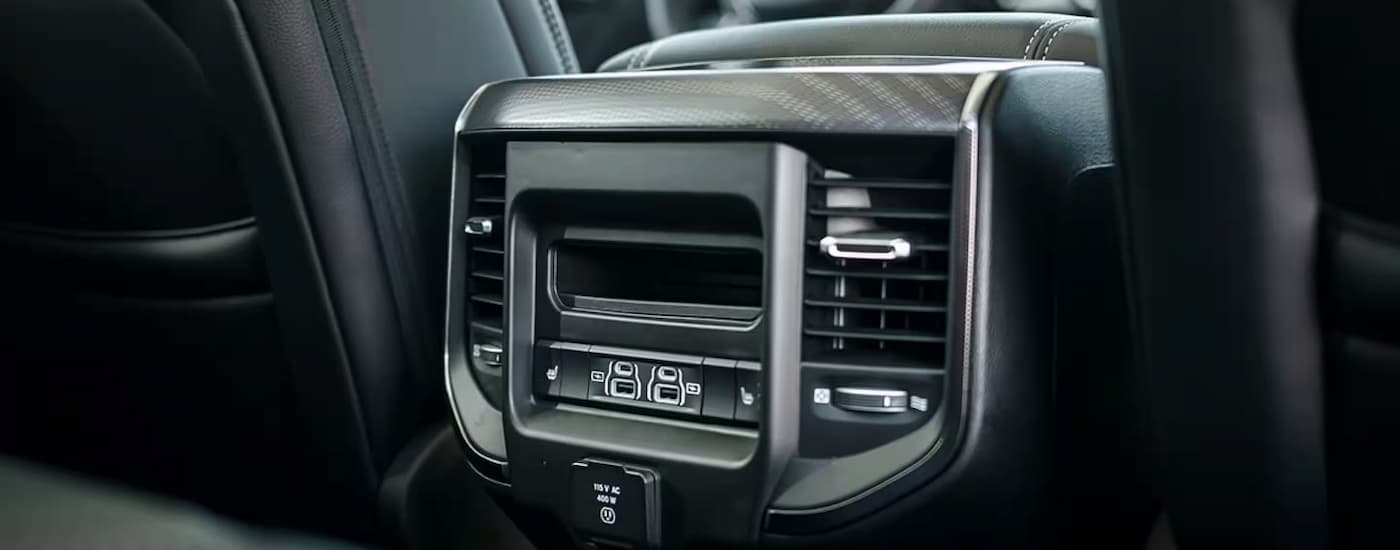 The rear seating cabin air controls in a 2025 Ram 1500 for sale.