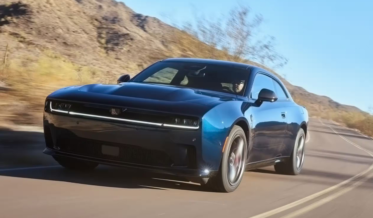 Blue Sedan on the highway