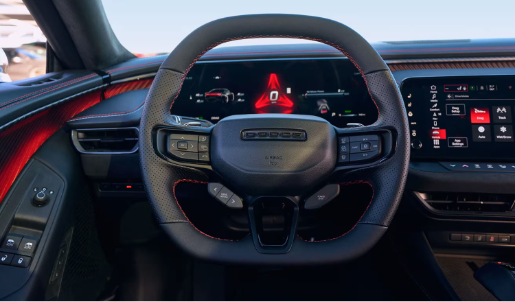 Interior of red truck