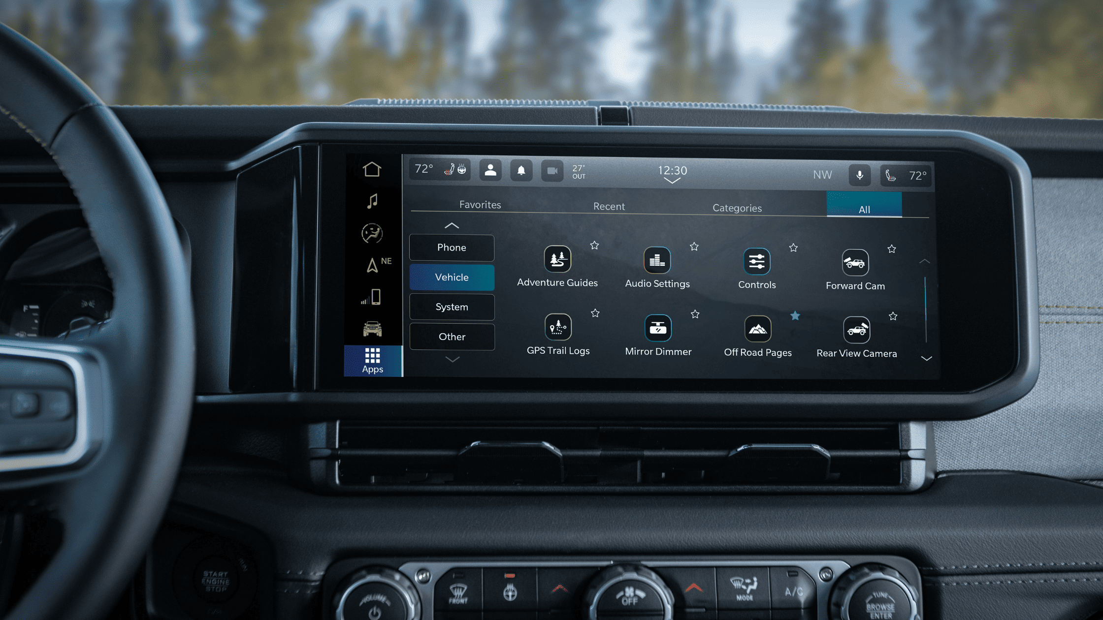 2025 Jeep Wrangler 4xe cockpit showing digital cluster and plug-in hybrid drive info.