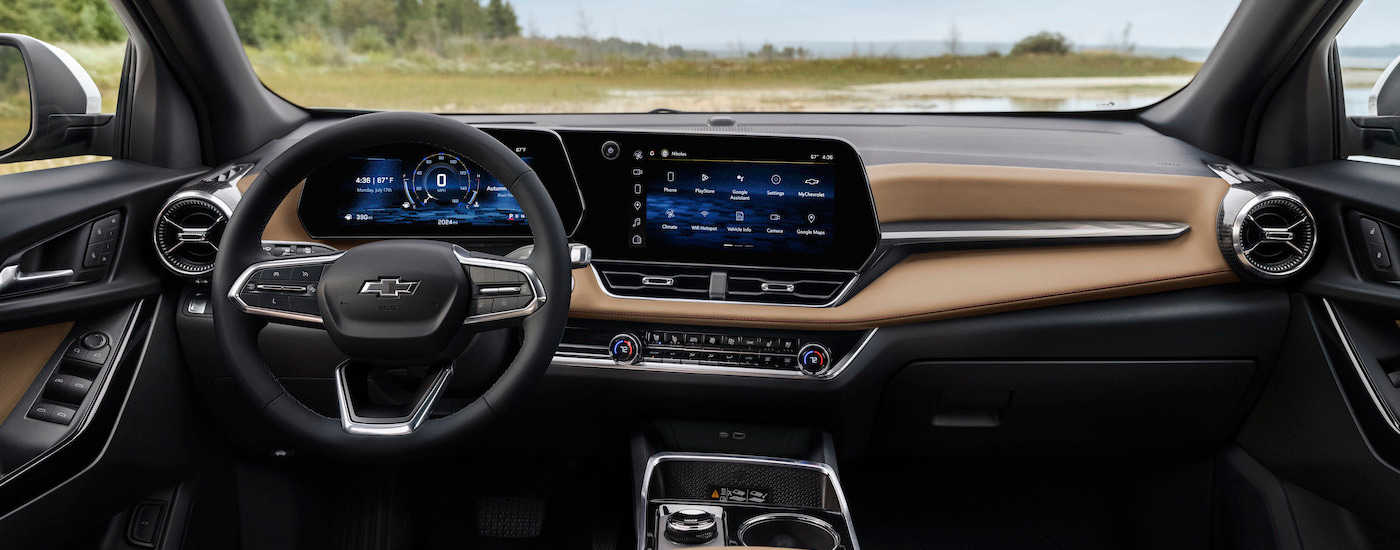 The tan interior of a 2025 Chevy Equinox.