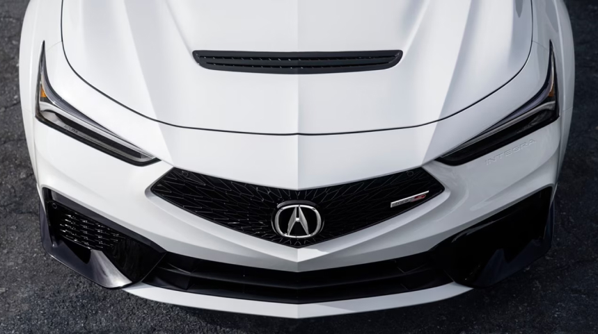 Overhead profile of a White Acura Sedan