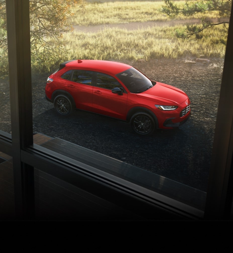 Overhead view of a red 2026 Honda HR-V