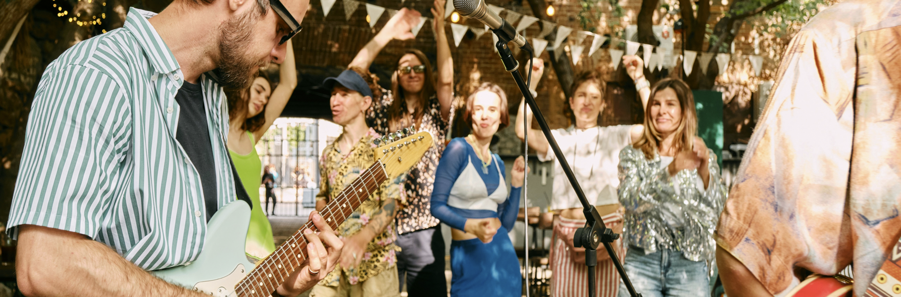 musician playing at the summer festival