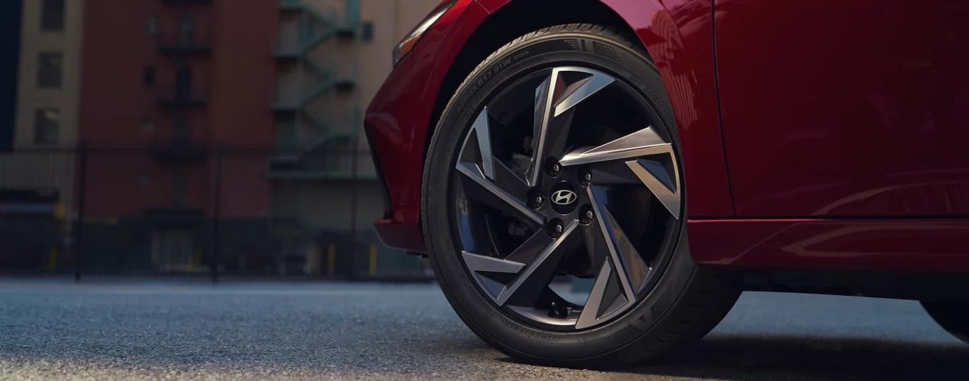 Rim on a red 2024 Hyundai Elantra Limited.