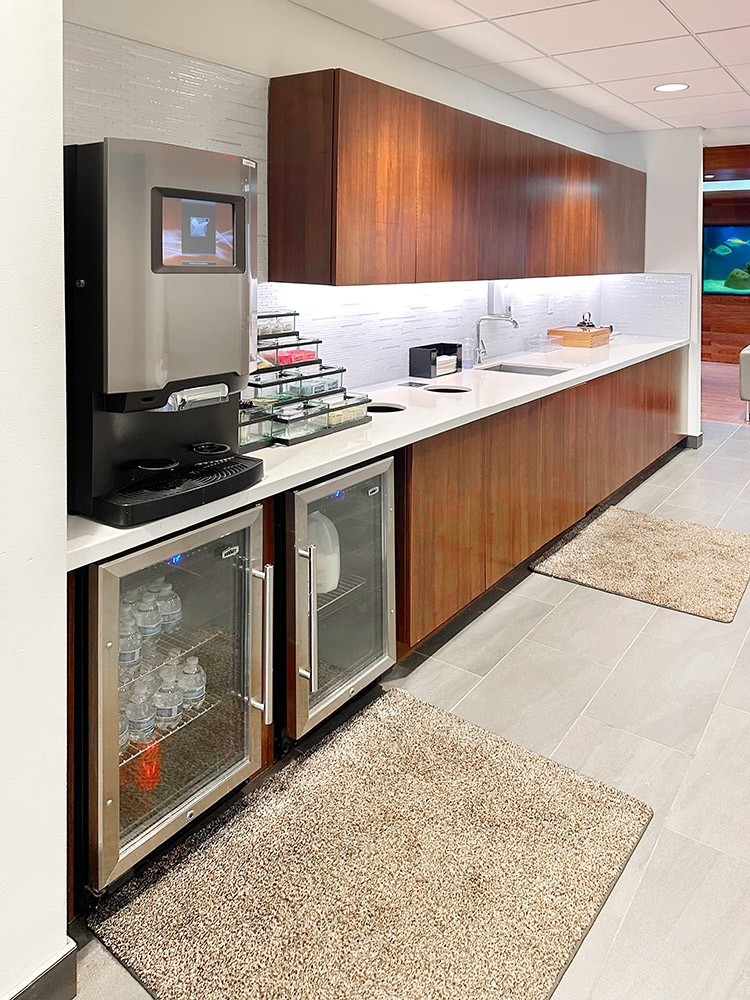 Well appointed kitchen and snack area