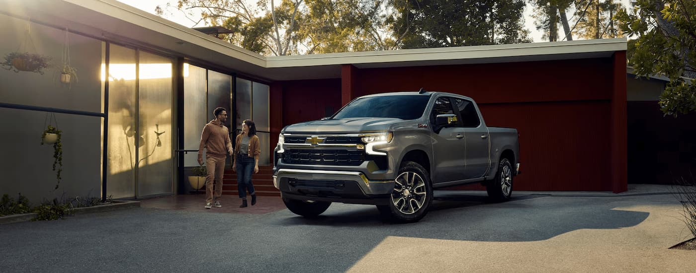 Silver 2025 Chevy Silverado Z71 parked in a driveway