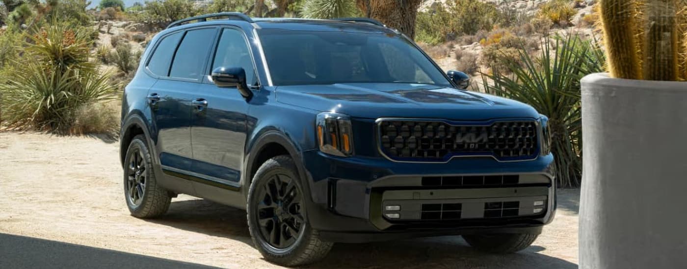 Blue 2025 Kia Telluride parked in a driveway