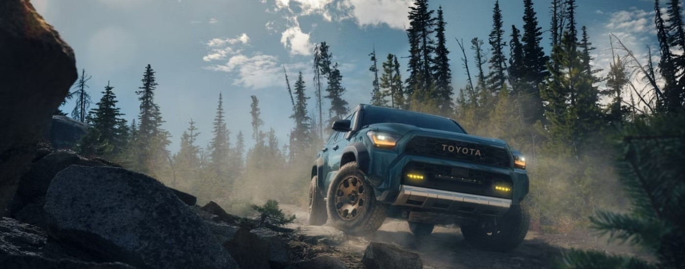 A green 2025 Toyota 4Runner for sale from the front.