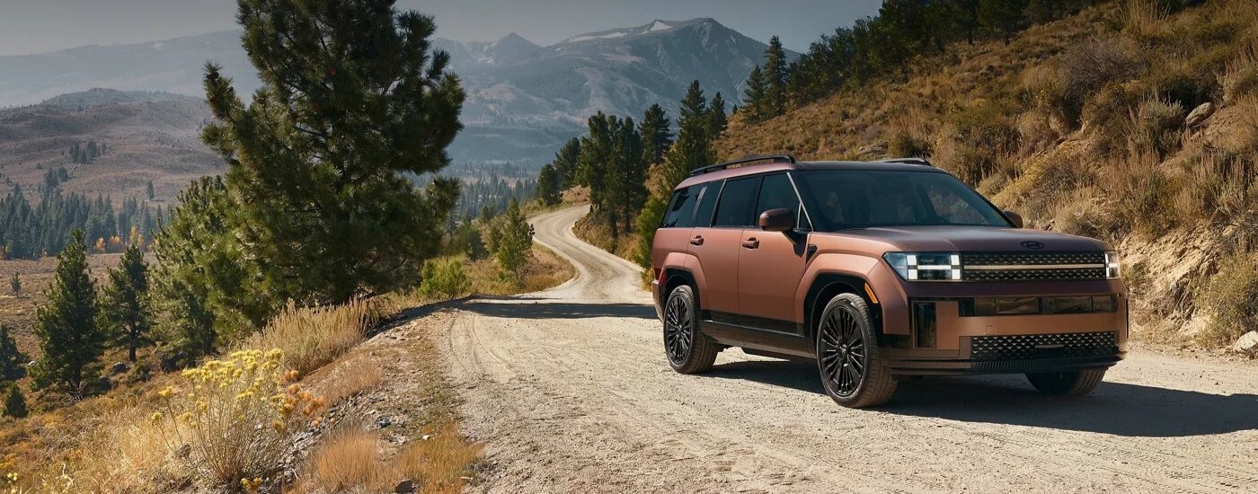 Brown 2025 Hyundai Santa Fe for sale near Bellaire driving on a dirt road
