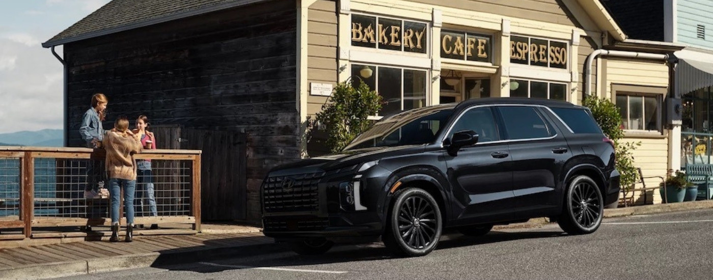 A black 2025 Hyundai Palisade for sale near Pearland from the side.