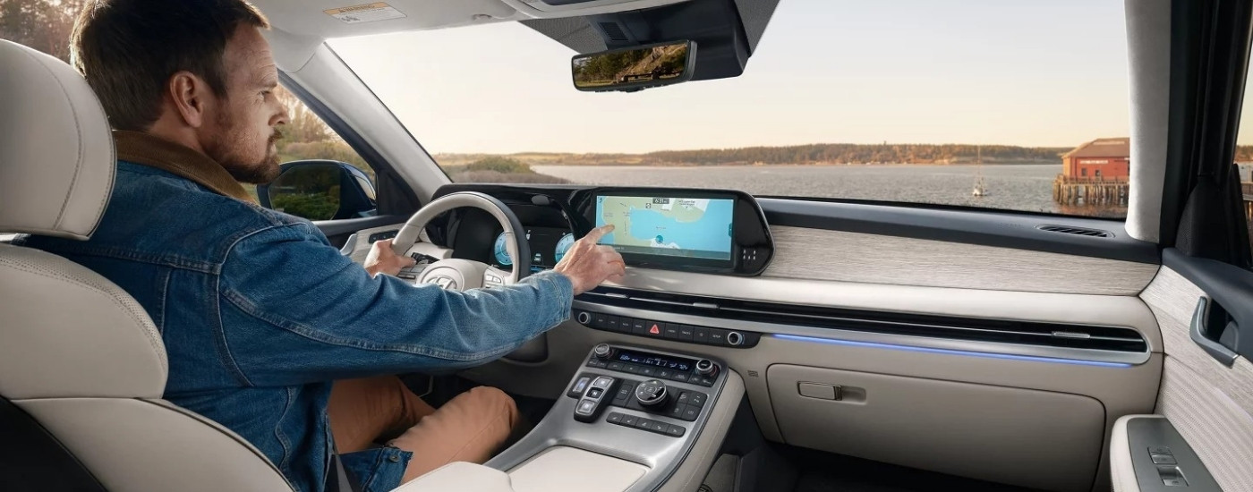 The white interior of a 2025 Hyundai Palisade.
