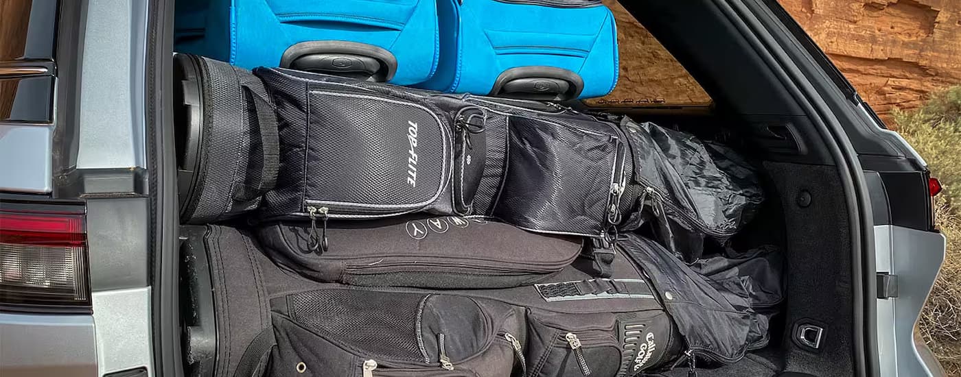 Luggage in the back of a silver 2025 Jeep Grand Cherokee L