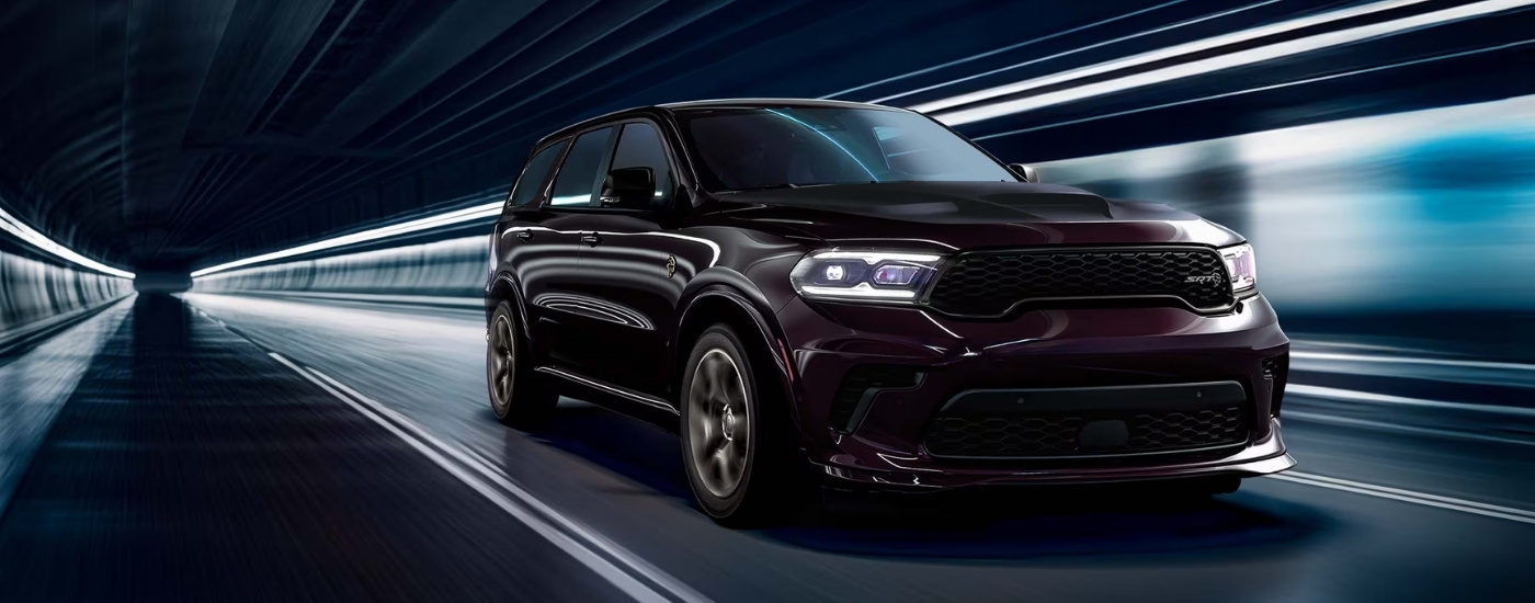 A black 2025 Dodge Durango from the front at an angle.