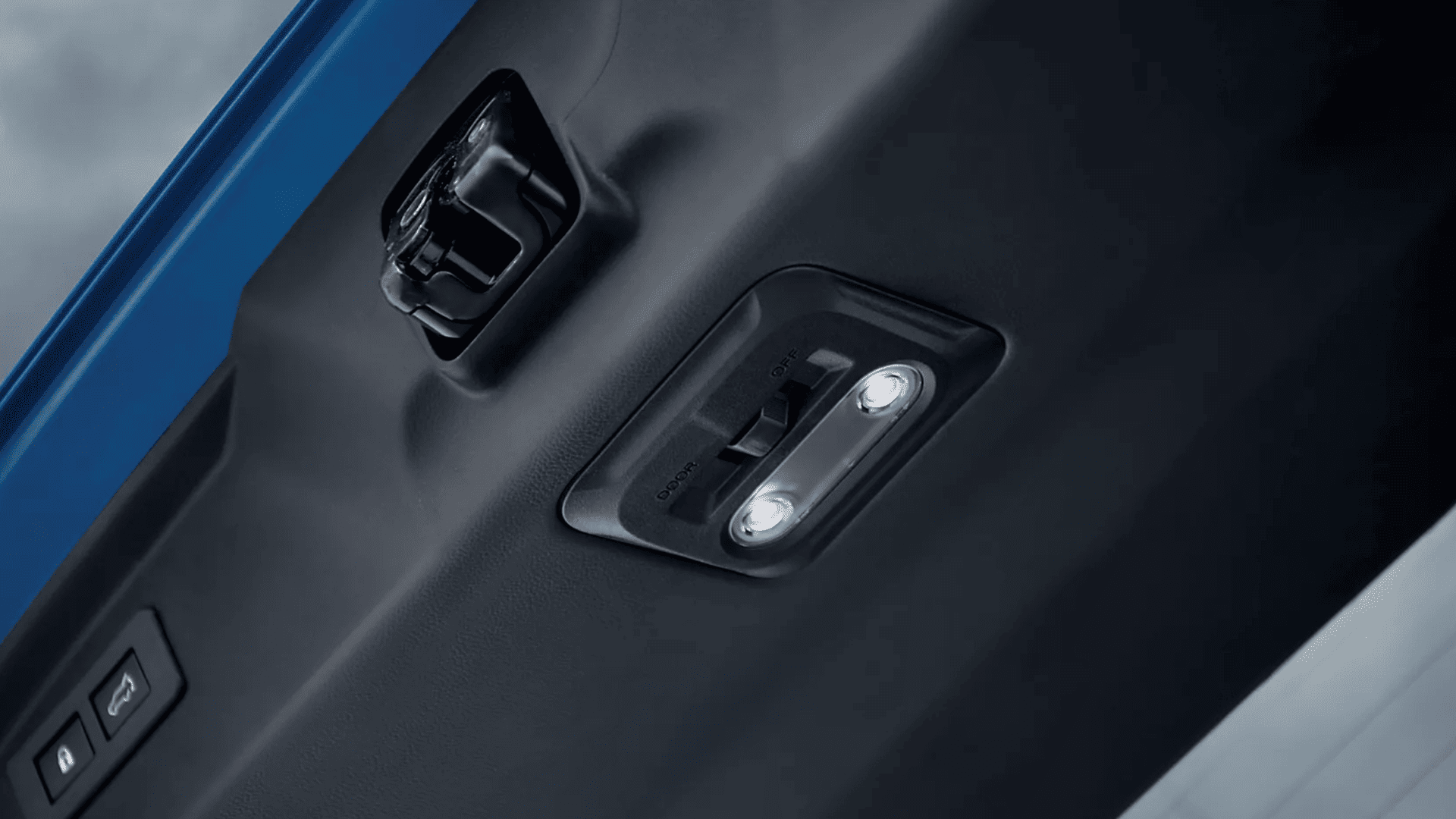 2025 Subaru Outback power liftgate interior lighting detail with safety and driver assist features.