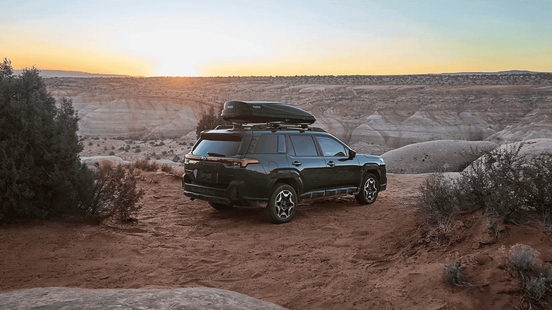 2026 Subaru Outback parked near a canyon at sunset, showcasing rugged off-road capability in Beckley WV.