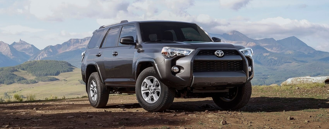 A grey 2018 Toyota 4Runner for sale in San Marcos overlooking mountains