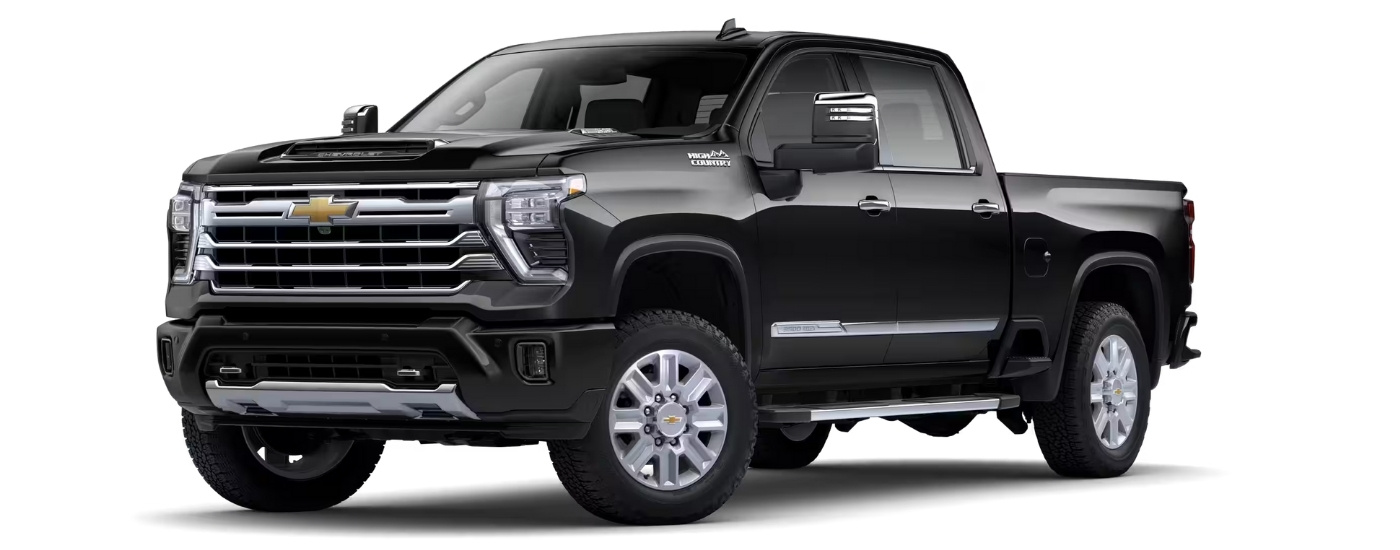 Black 2025 Chevy Silverado 3500 HD High Country angled left