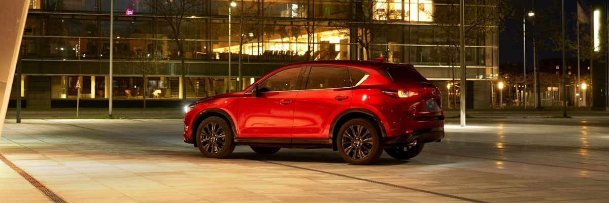 Red MAZDA CX-5 Parked on a Fall Night