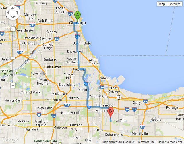 Directions from Chicago, IL