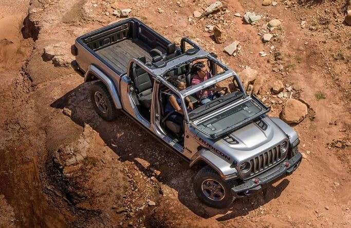 Aerial view of the 2023 Jeep Gladiator Gray