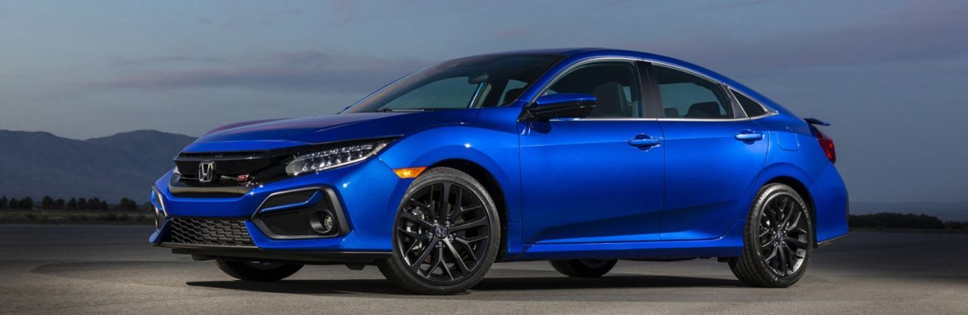 side view of a blue 2020 Honda Civic Si