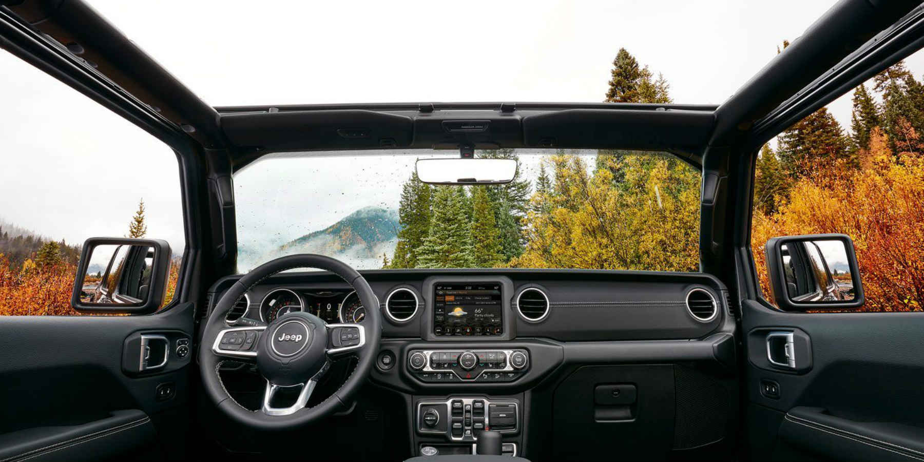 view from inside of a Jeep Wrangler for sale near Tyler, TX