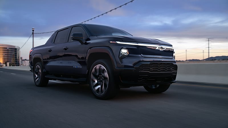 2024 Chevy Silverado EV driving in city