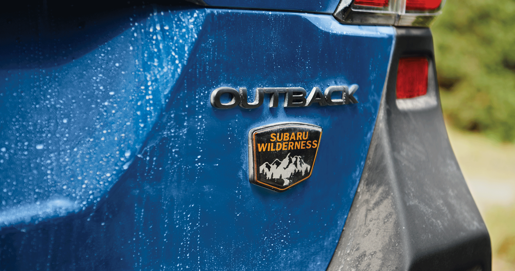  A close-up of the Subaru Wilderness badging on the 2023 Outback Wilderness.