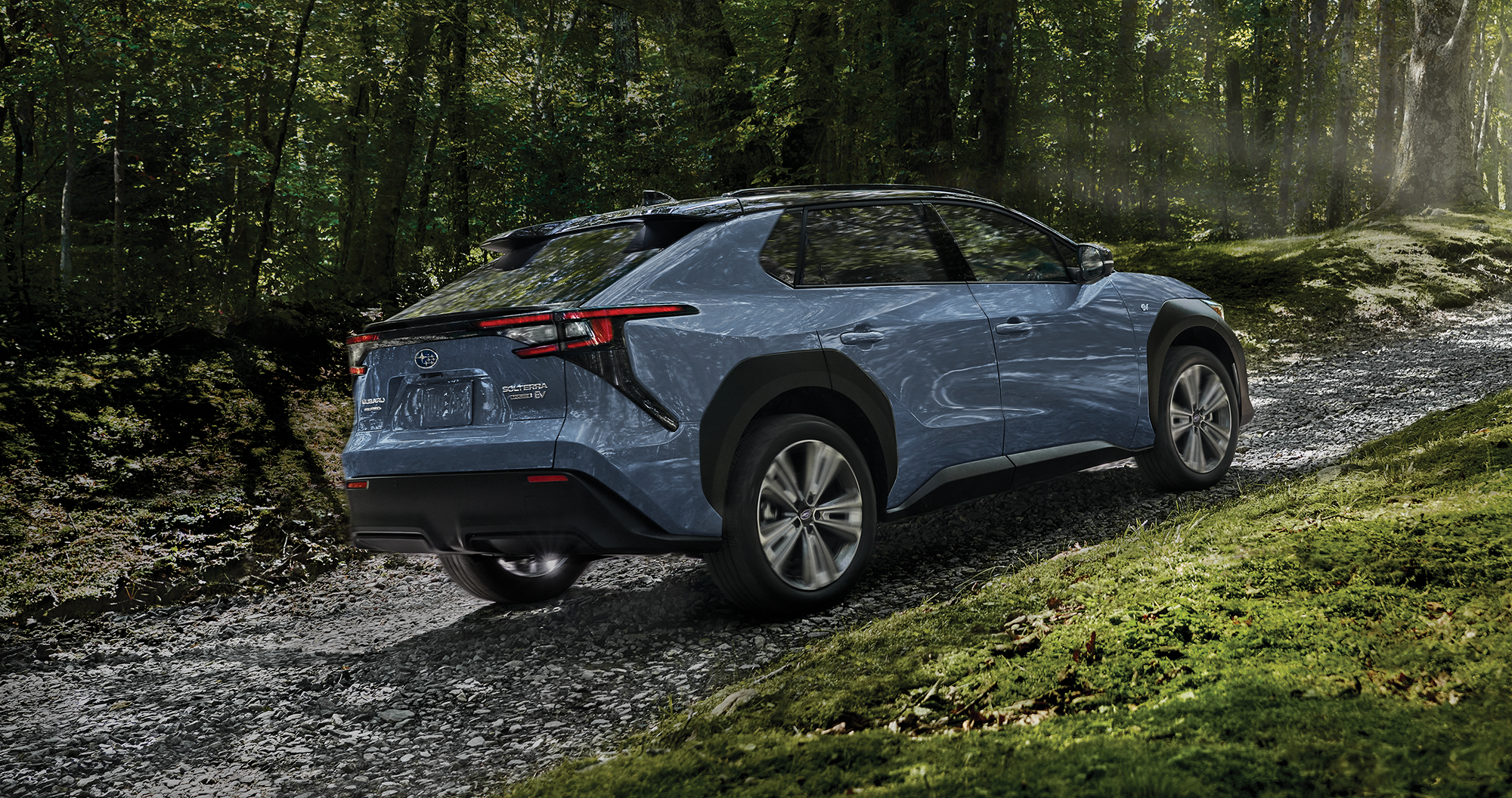 A 2023 Solterra driving on a rocky trail.