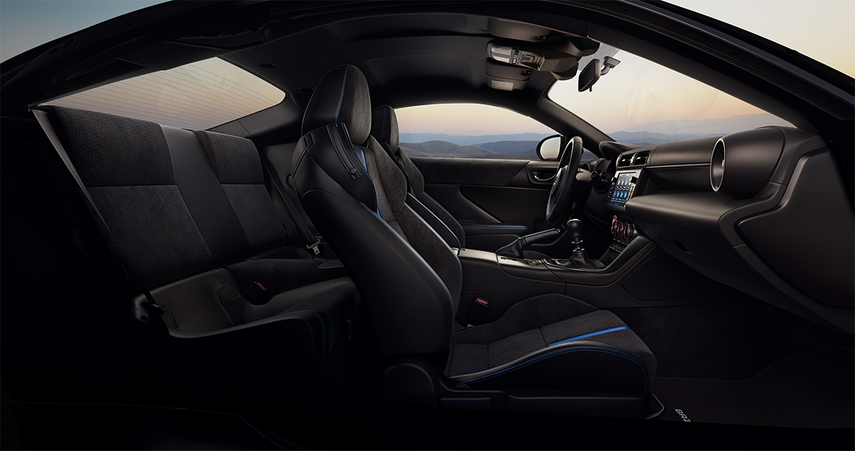 2025 Subaru BRZ tS Shown in Black/Blue Ultrasuede® & Leather