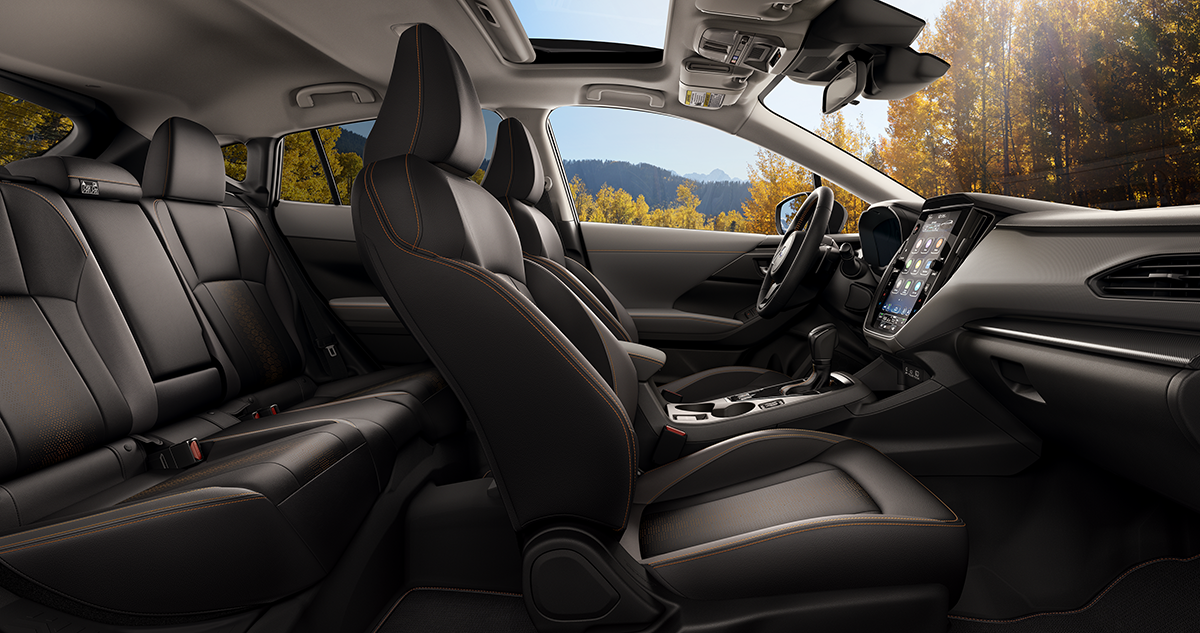 2025 Subaru Crosstrek Limited Shown in Black Leather with Orange Stitch